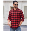 image:imageCOOFANDY Mens Casual Long Sleeve Button Up Plaid Flannel Shirt Jacket with PocketBuffalo Black Red