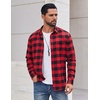 image:imageCOOFANDY Mens Casual Long Sleeve Button Up Plaid Flannel Shirt Jacket with PocketBuffalo Black Red