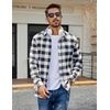 image:imageCOOFANDY Mens Casual Long Sleeve Button Up Plaid Flannel Shirt Jacket with PocketBuffalo Black White