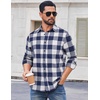 image:imageCOOFANDY Mens Casual Long Sleeve Button Up Plaid Flannel Shirt Jacket with PocketBuffalo Blue White
