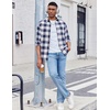 image:imageCOOFANDY Mens Casual Long Sleeve Button Up Plaid Flannel Shirt Jacket with PocketBuffalo Blue White