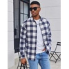 image:imageCOOFANDY Mens Casual Long Sleeve Button Up Plaid Flannel Shirt Jacket with PocketBuffalo Blue White