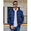 image:imageCOOFANDY Mens Casual Long Sleeve Button Up Plaid Flannel Shirt Jacket with PocketPlaid  Black Blue