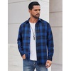 image:imageCOOFANDY Mens Casual Long Sleeve Button Up Plaid Flannel Shirt Jacket with PocketPlaid  Black Blue