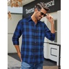 image:imageCOOFANDY Mens Casual Long Sleeve Button Up Plaid Flannel Shirt Jacket with PocketPlaid  Black Blue