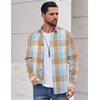 image:imageCOOFANDY Mens Casual Long Sleeve Button Up Plaid Flannel Shirt Jacket with PocketPlaid  Khaki Blue