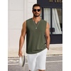image:imageCOOFANDY Mens Casual Tank Top V Neck Knit Jacquard Sleeveless T Shirts Lightweight Summer Beach Textured TankArmy Green