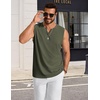 image:imageCOOFANDY Mens Casual Tank Top V Neck Knit Jacquard Sleeveless T Shirts Lightweight Summer Beach Textured TankArmy Green