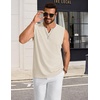 image:imageCOOFANDY Mens Casual Tank Top V Neck Knit Jacquard Sleeveless T Shirts Lightweight Summer Beach Textured TankBeige