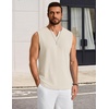 image:imageCOOFANDY Mens Casual Tank Top V Neck Knit Jacquard Sleeveless T Shirts Lightweight Summer Beach Textured TankBeige
