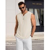 image:imageCOOFANDY Mens Casual Tank Top V Neck Knit Jacquard Sleeveless T Shirts Lightweight Summer Beach Textured TankBeige