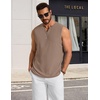 image:imageCOOFANDY Mens Casual Tank Top V Neck Knit Jacquard Sleeveless T Shirts Lightweight Summer Beach Textured TankKhaki
