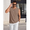 image:imageCOOFANDY Mens Casual Tank Top V Neck Knit Jacquard Sleeveless T Shirts Lightweight Summer Beach Textured TankKhaki