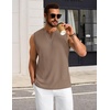 image:imageCOOFANDY Mens Casual Tank Top V Neck Knit Jacquard Sleeveless T Shirts Lightweight Summer Beach Textured TankKhaki