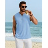 image:imageCOOFANDY Mens Casual Tank Top V Neck Knit Jacquard Sleeveless T Shirts Lightweight Summer Beach Textured TankLight Blue
