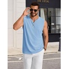 image:imageCOOFANDY Mens Casual Tank Top V Neck Knit Jacquard Sleeveless T Shirts Lightweight Summer Beach Textured TankLight Blue