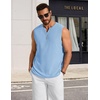 image:imageCOOFANDY Mens Casual Tank Top V Neck Knit Jacquard Sleeveless T Shirts Lightweight Summer Beach Textured TankLight Blue