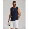 image:imageCOOFANDY Mens Casual Tank Top V Neck Knit Jacquard Sleeveless T Shirts Lightweight Summer Beach Textured TankNavy Blue