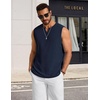 image:imageCOOFANDY Mens Casual Tank Top V Neck Knit Jacquard Sleeveless T Shirts Lightweight Summer Beach Textured TankNavy Blue