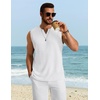 image:imageCOOFANDY Mens Casual Tank Top V Neck Knit Jacquard Sleeveless T Shirts Lightweight Summer Beach Textured TankWhite