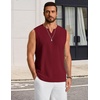 image:imageCOOFANDY Mens Casual Tank Top V Neck Knit Jacquard Sleeveless T Shirts Lightweight Summer Beach Textured TankWine Red