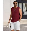 image:imageCOOFANDY Mens Casual Tank Top V Neck Knit Jacquard Sleeveless T Shirts Lightweight Summer Beach Textured TankWine Red