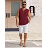 image:imageCOOFANDY Mens Casual Tank Top V Neck Knit Jacquard Sleeveless T Shirts Lightweight Summer Beach Textured TankWine Red