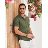 image:imageCOOFANDY Mens Cotton Casual Short Sleeve Button Down Shirt Plaid Collar Denim Work ShirtsA  Army Green  No Pocket