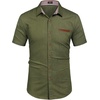 image:imageCOOFANDY Mens Cotton Casual Short Sleeve Button Down Shirt Plaid Collar Denim Work ShirtsA  Army Green  No Pocket