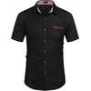 image:imageCOOFANDY Mens Cotton Casual Short Sleeve Button Down Shirt Plaid Collar Denim Work ShirtsA  Black  No Pocket