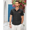 image:imageCOOFANDY Mens Cotton Casual Short Sleeve Button Down Shirt Plaid Collar Denim Work ShirtsA  Black  No Pocket