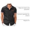 image:imageCOOFANDY Mens Cotton Casual Short Sleeve Button Down Shirt Plaid Collar Denim Work ShirtsA  Black  No Pocket