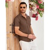 image:imageCOOFANDY Mens Cotton Casual Short Sleeve Button Down Shirt Plaid Collar Denim Work ShirtsA  Brown  No Pocket