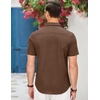 image:imageCOOFANDY Mens Cotton Casual Short Sleeve Button Down Shirt Plaid Collar Denim Work ShirtsA  Brown  No Pocket