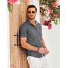 image:imageCOOFANDY Mens Cotton Casual Short Sleeve Button Down Shirt Plaid Collar Denim Work ShirtsA  Charcoal Grey  No Pocket