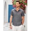 image:imageCOOFANDY Mens Cotton Casual Short Sleeve Button Down Shirt Plaid Collar Denim Work ShirtsA  Charcoal Grey  No Pocket