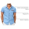 image:imageCOOFANDY Mens Cotton Casual Short Sleeve Button Down Shirt Plaid Collar Denim Work ShirtsA  Clear Blue  No Pocket