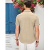 image:imageCOOFANDY Mens Cotton Casual Short Sleeve Button Down Shirt Plaid Collar Denim Work ShirtsA  Contrast Plaid Collar  Beige