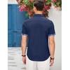 image:imageCOOFANDY Mens Cotton Casual Short Sleeve Button Down Shirt Plaid Collar Denim Work ShirtsA  Contrast Plaid Collar  Blue
