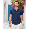 image:imageCOOFANDY Mens Cotton Casual Short Sleeve Button Down Shirt Plaid Collar Denim Work ShirtsA  Contrast Plaid Collar  Blue