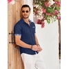 image:imageCOOFANDY Mens Cotton Casual Short Sleeve Button Down Shirt Plaid Collar Denim Work ShirtsA  Contrast Plaid Collar  Blue