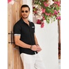 image:imageCOOFANDY Mens Cotton Casual Short Sleeve Button Down Shirt Plaid Collar Denim Work ShirtsA  Contrast Plaid Collar  Dark Grey