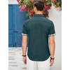 image:imageCOOFANDY Mens Cotton Casual Short Sleeve Button Down Shirt Plaid Collar Denim Work ShirtsA  Contrast Plaid Collar  Forest Green