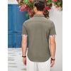 image:imageCOOFANDY Mens Cotton Casual Short Sleeve Button Down Shirt Plaid Collar Denim Work ShirtsA  Contrast Plaid Collar  Green