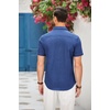 image:imageCOOFANDY Mens Cotton Casual Short Sleeve Button Down Shirt Plaid Collar Denim Work ShirtsA  Dark Blue  No Pocket