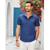 image:imageCOOFANDY Mens Cotton Casual Short Sleeve Button Down Shirt Plaid Collar Denim Work ShirtsA  Dark Blue  No Pocket