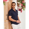 image:imageCOOFANDY Mens Cotton Casual Short Sleeve Button Down Shirt Plaid Collar Denim Work ShirtsA  Navy Blue  No Pocket