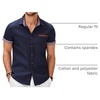 image:imageCOOFANDY Mens Cotton Casual Short Sleeve Button Down Shirt Plaid Collar Denim Work ShirtsA  Navy Blue  No Pocket