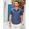 image:imageCOOFANDY Mens Cotton Casual Short Sleeve Button Down Shirt Plaid Collar Denim Work ShirtsA  Sky Blue  No Pocket