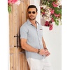 image:imageCOOFANDY Mens Cotton Casual Short Sleeve Button Down Shirt Plaid Collar Denim Work ShirtsA  White  No Pocket